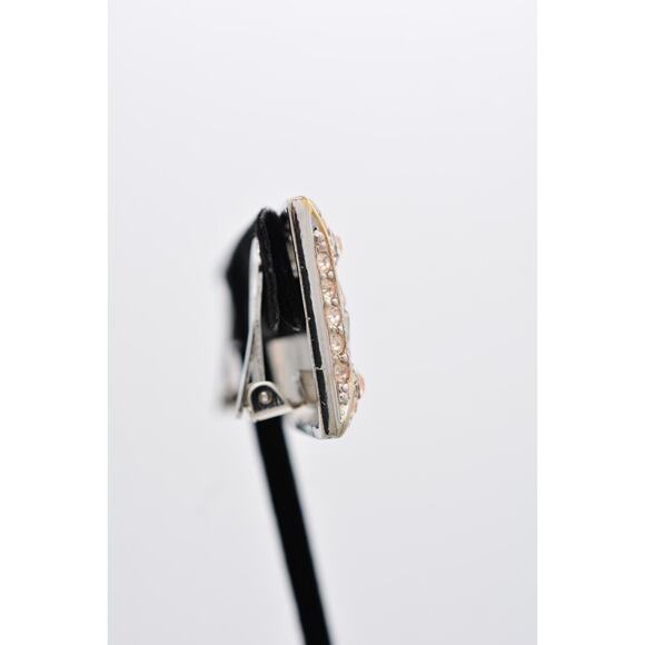 Vintage Crystal Clip On Earrings Statement Bold Costume Jewelry Chunky 80s BinAE - Picture 8 of 12